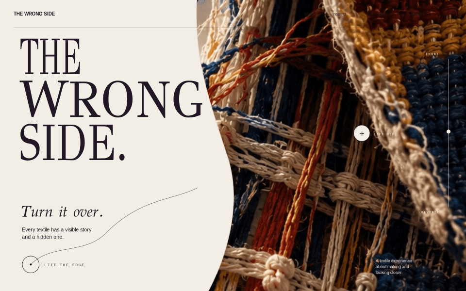 The Wrong Side textile website design artboard